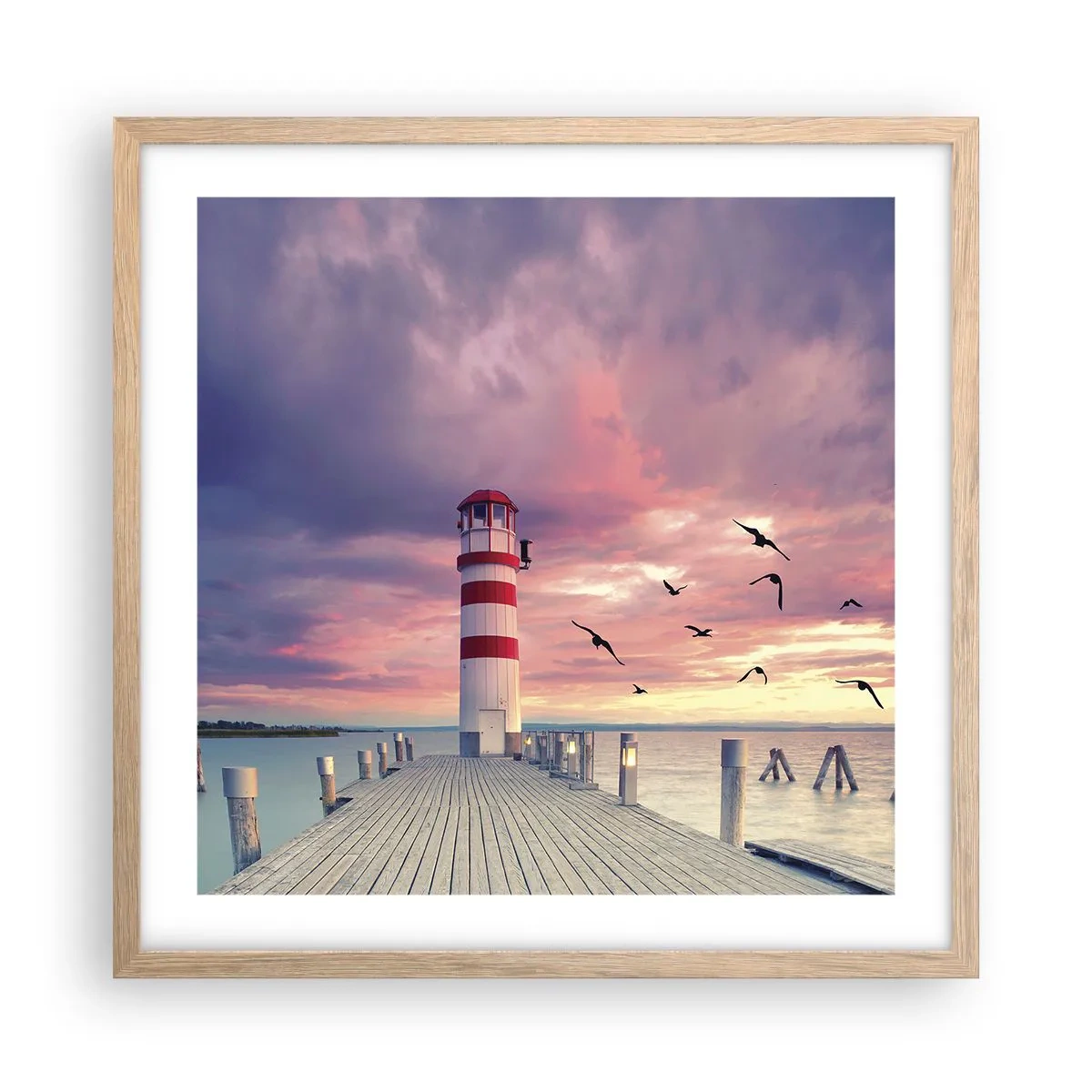 Poszter világos tölgy keretben - Ideje a kikötőbe - 50x50 cm