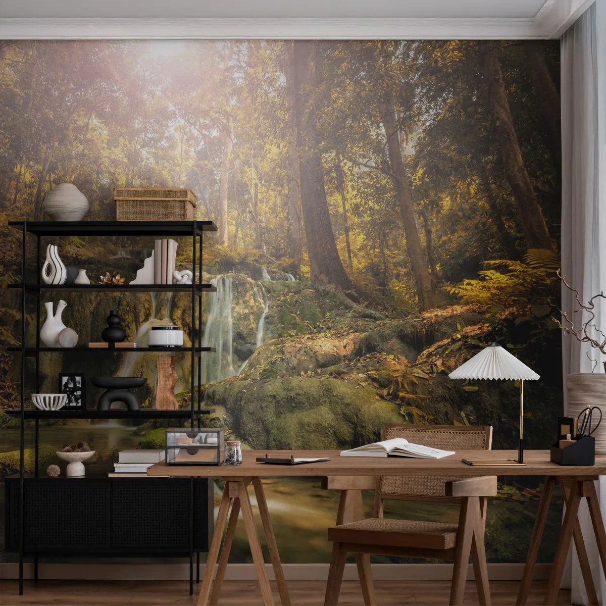 Fotótapéta Standard Eco - Erdei vízesés a zöldben - Tájkép, Vízesés, Erdő - 400x280 cm