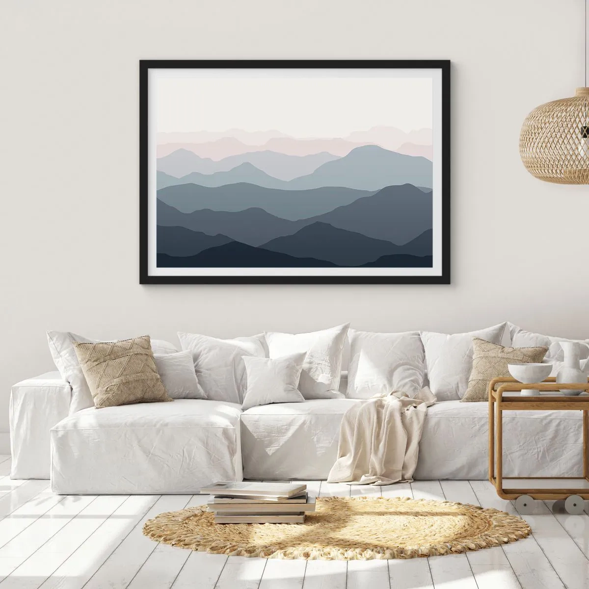 Poszter fehér keretben - A hegyek hullámai - 70x50 cm