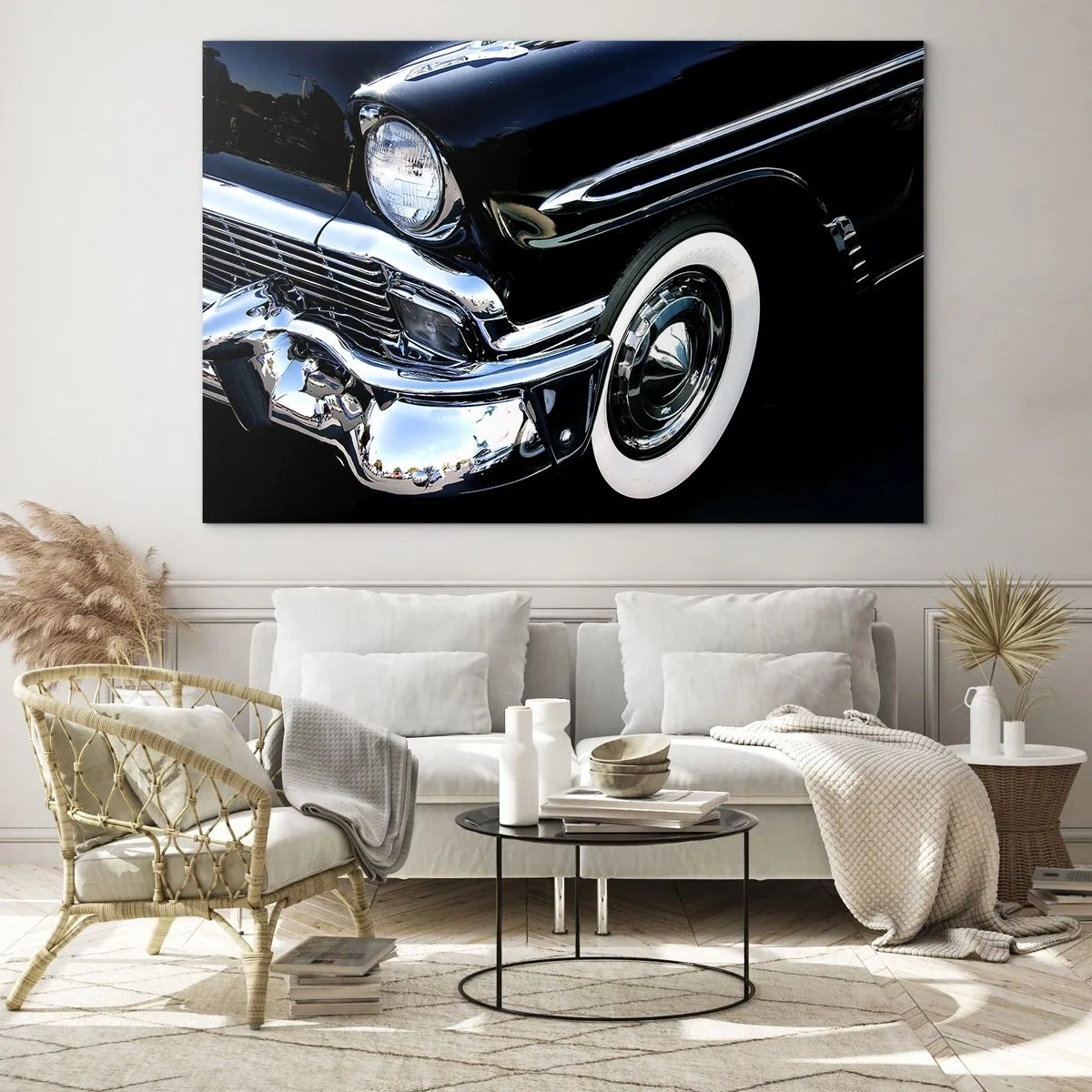 Üveg kép - Klasszika ezüst, fekete és fehér színben - 120x80 cm