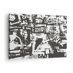 Vászonkép - Absztrakt monokróm retro minta - 70x50cm - Rend vagy káosz? - Modern fali dekoráció nappalihoz és hálószobához ARTTOR