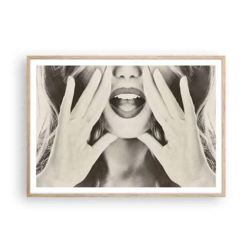 Poszter világos tölgy keretben - Jövök már! - 100x70 cm