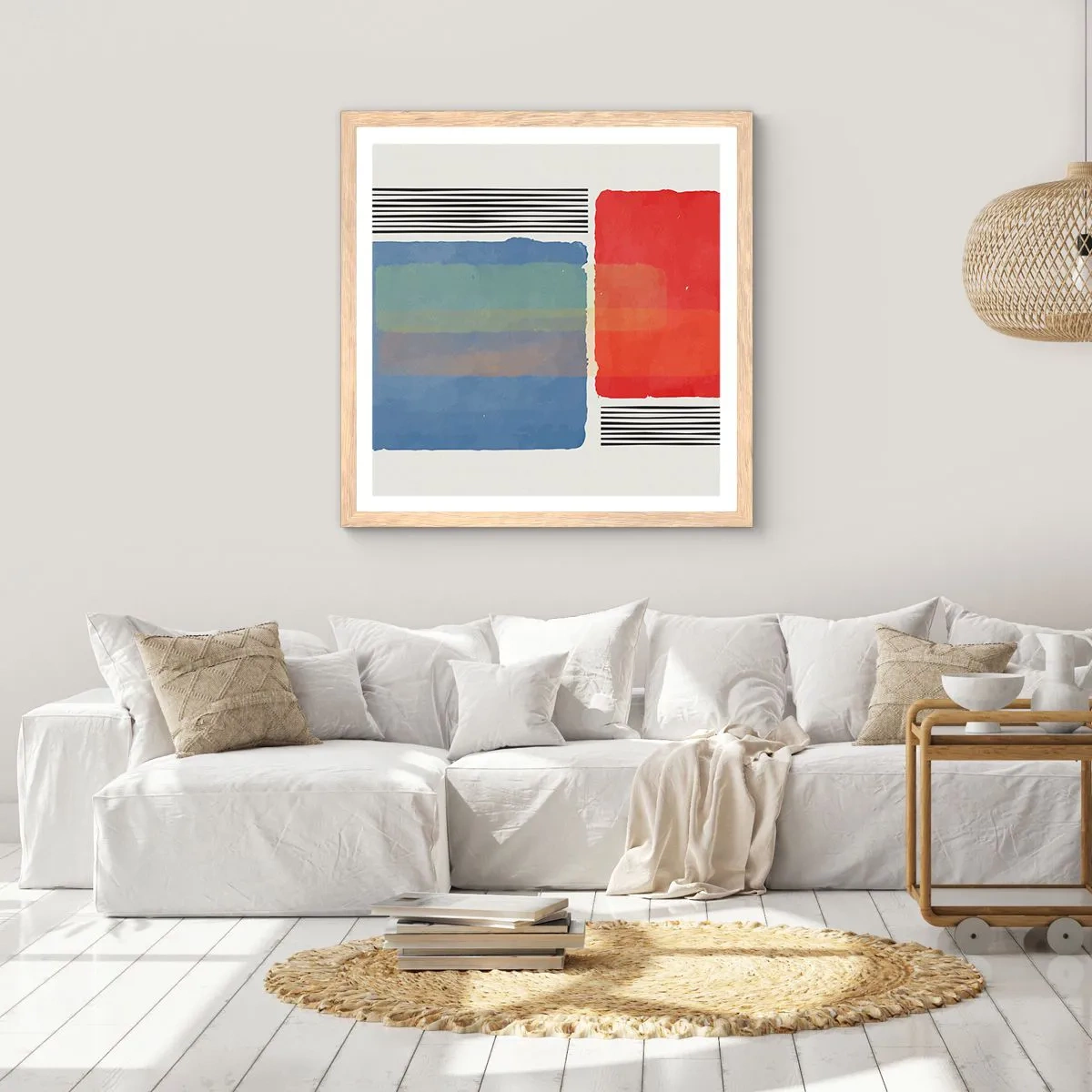 Poszter világos tölgy keretben - A geometria szelleme és betűje - 50x50 cm