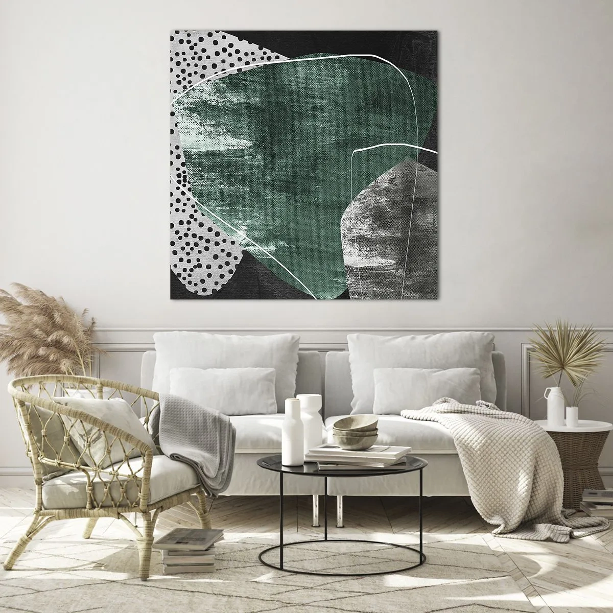 Üveg kép - Színes absztrakció aranypehellyel - 60x60 cm