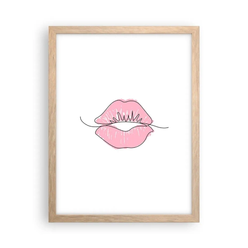 Poszter világos tölgy keretben - Készen állsz a csókra? - 30x40 cm