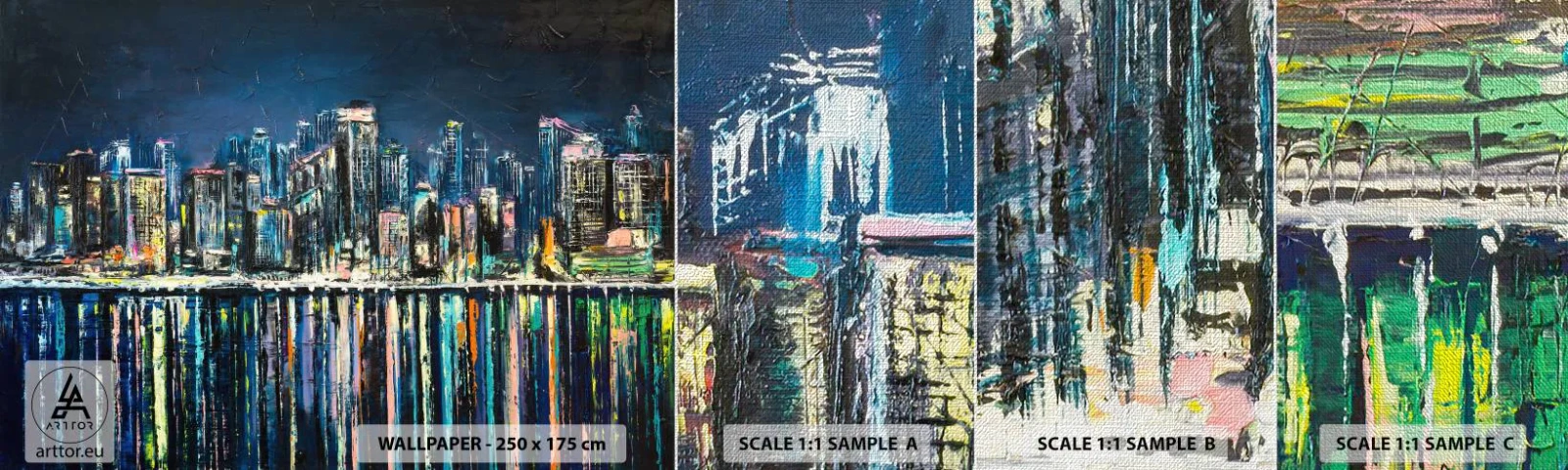 Fotótapéta Minta Premium Canvas - Lámpák kaszkádja - Város, Építészet, Folyó - 100x30 cm