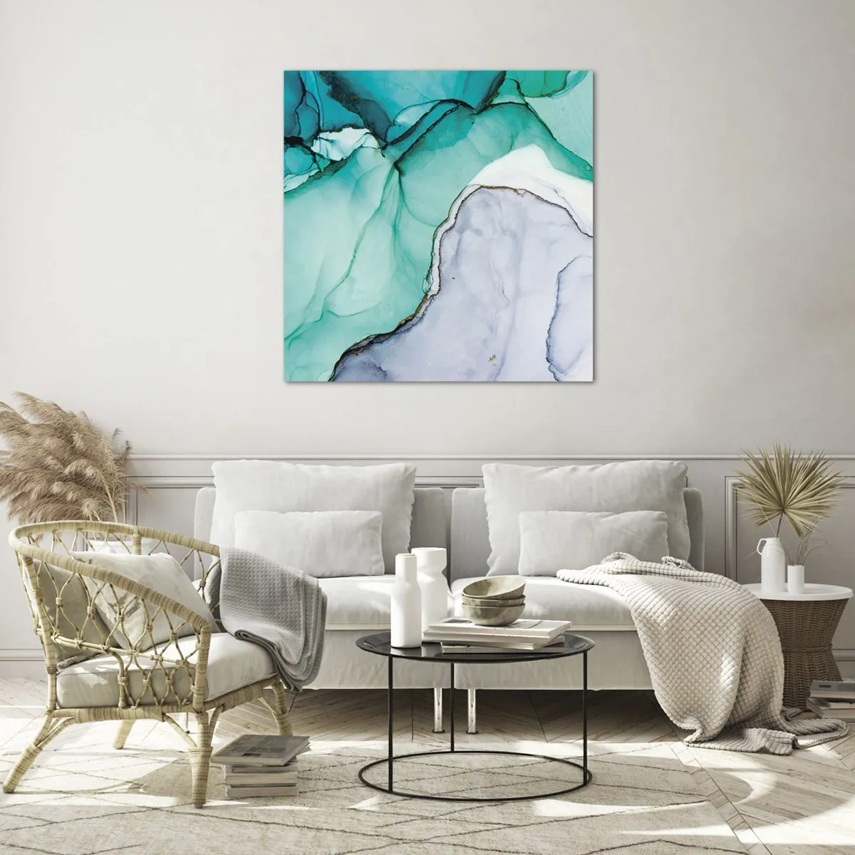 Üveg kép - Tanulmány türkizben - 60x60 cm