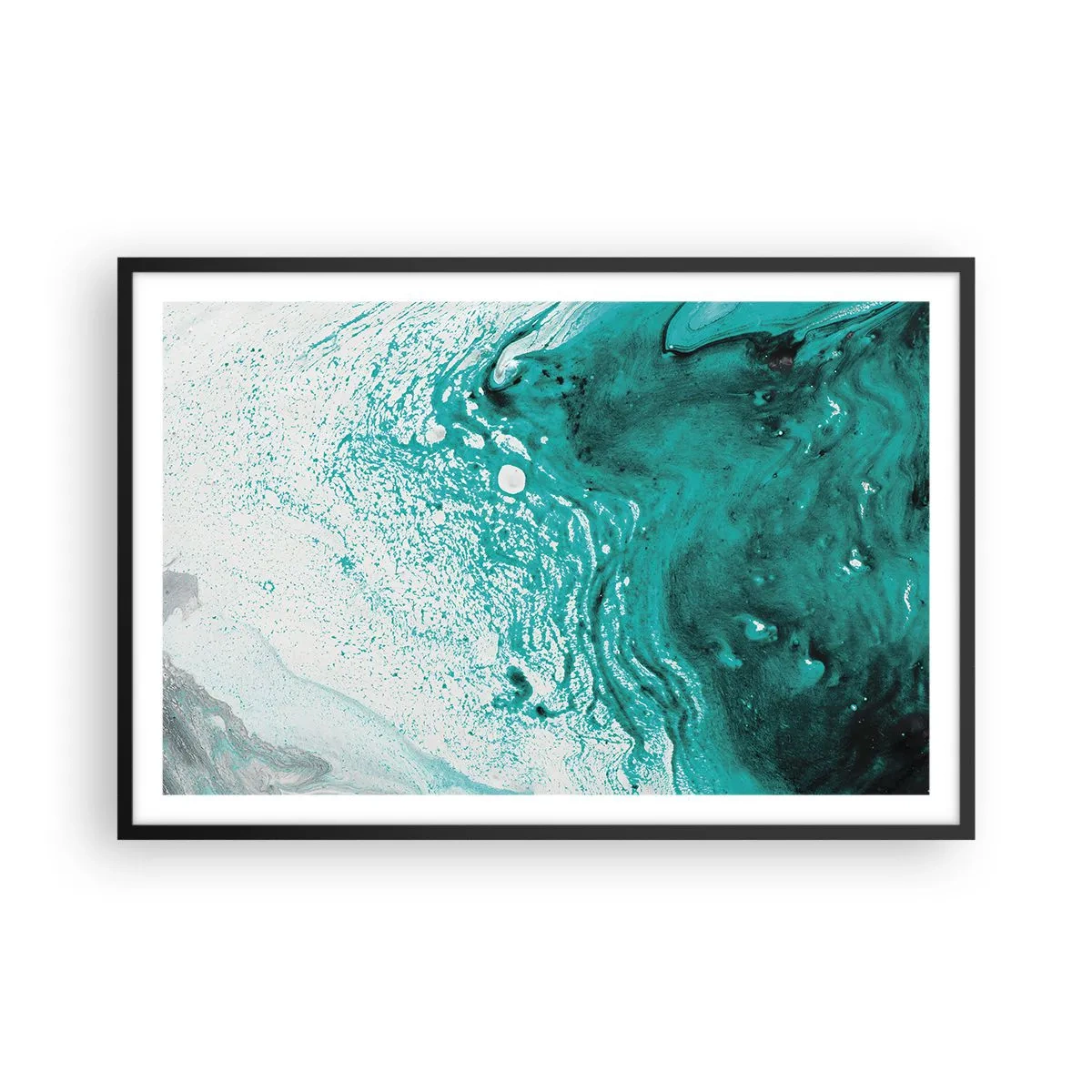 Poszter fehér keretben - Elolvadni fehérben és türkizben  - 91x61 cm