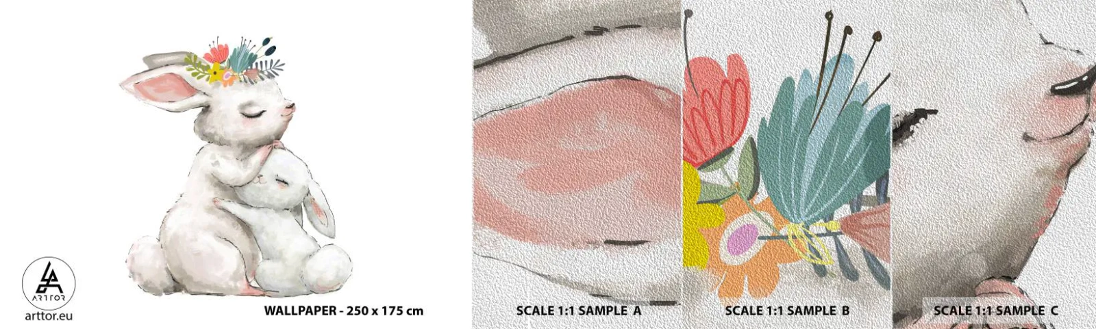 Fotótapéta Minta Premium Sand - Nincs olyan, mint anyánál - Gyerekeknek, Nyúl, Anya Gyermekével - 100x30 cm
