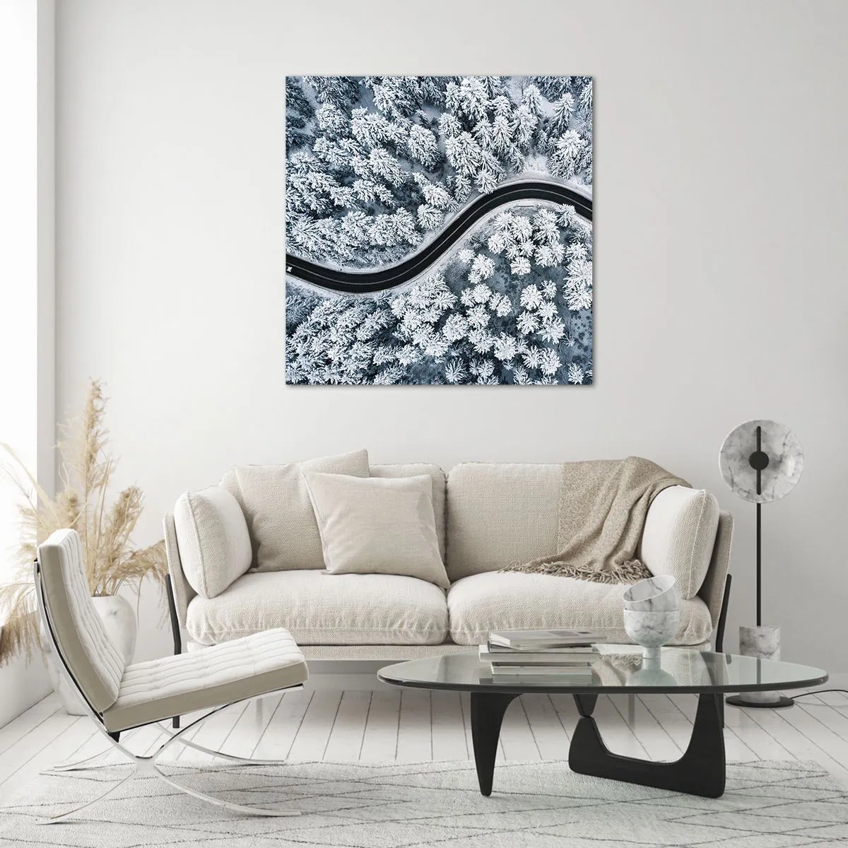 Üveg kép - A téli erdőn - 40x40 cm