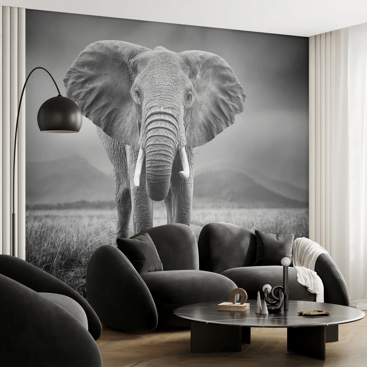 Öntapadós Fotótapéta Deluxe Sticker - A házigazda üdvözli - Elefánt, Állatok, Tájkép - 250x175 cm