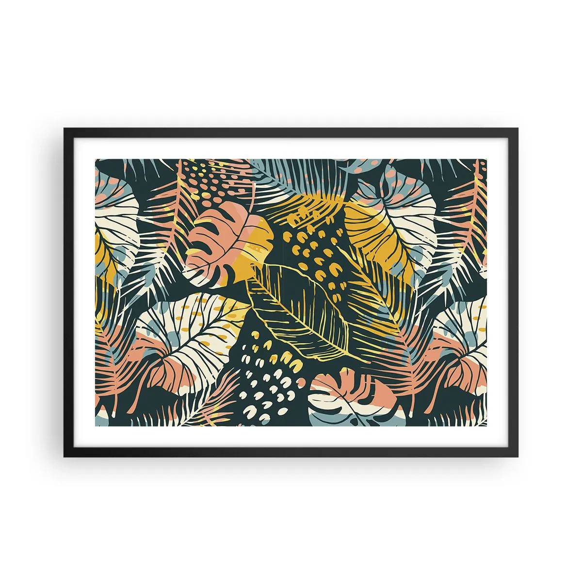 Poszter fehér keretben - Leveles fantázia - 70x50 cm