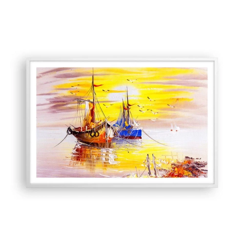 Poszter fekete keretben - Megérdemelt pihenés a kikötőben - 91x61 cm