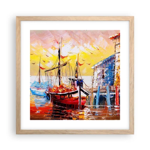 Poszter világos tölgy keretben - Boldog visszatérés - 40x40 cm