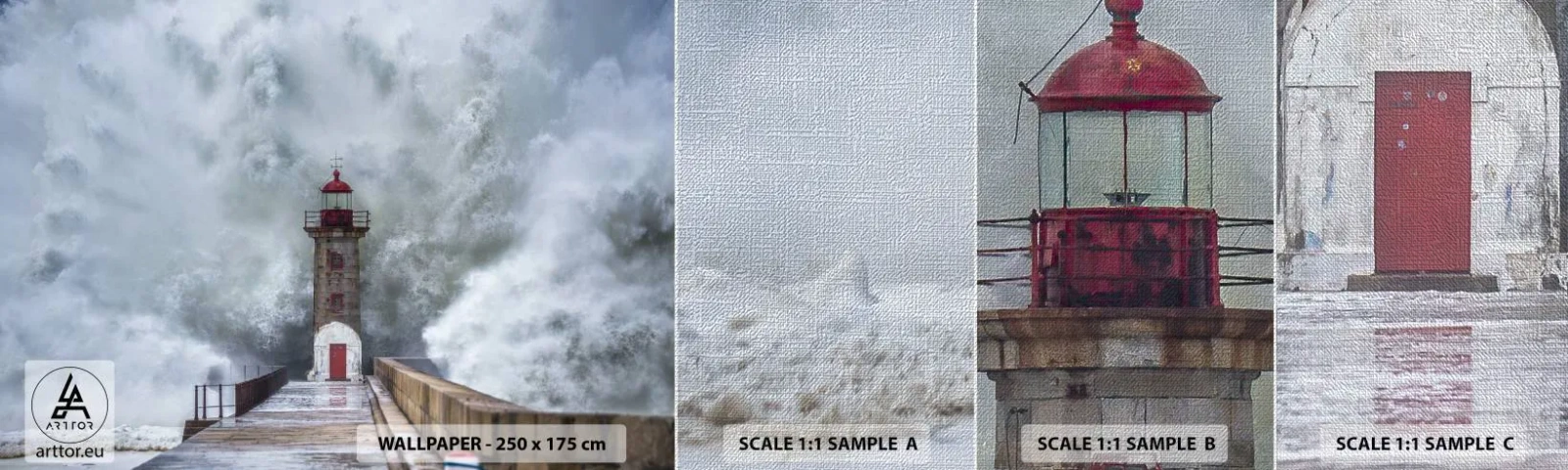 Fotótapéta Minta Premium Canvas - A vizek ordítása, a vihar zaja - Világítótorony, Tájkép, óceán - 100x30 cm