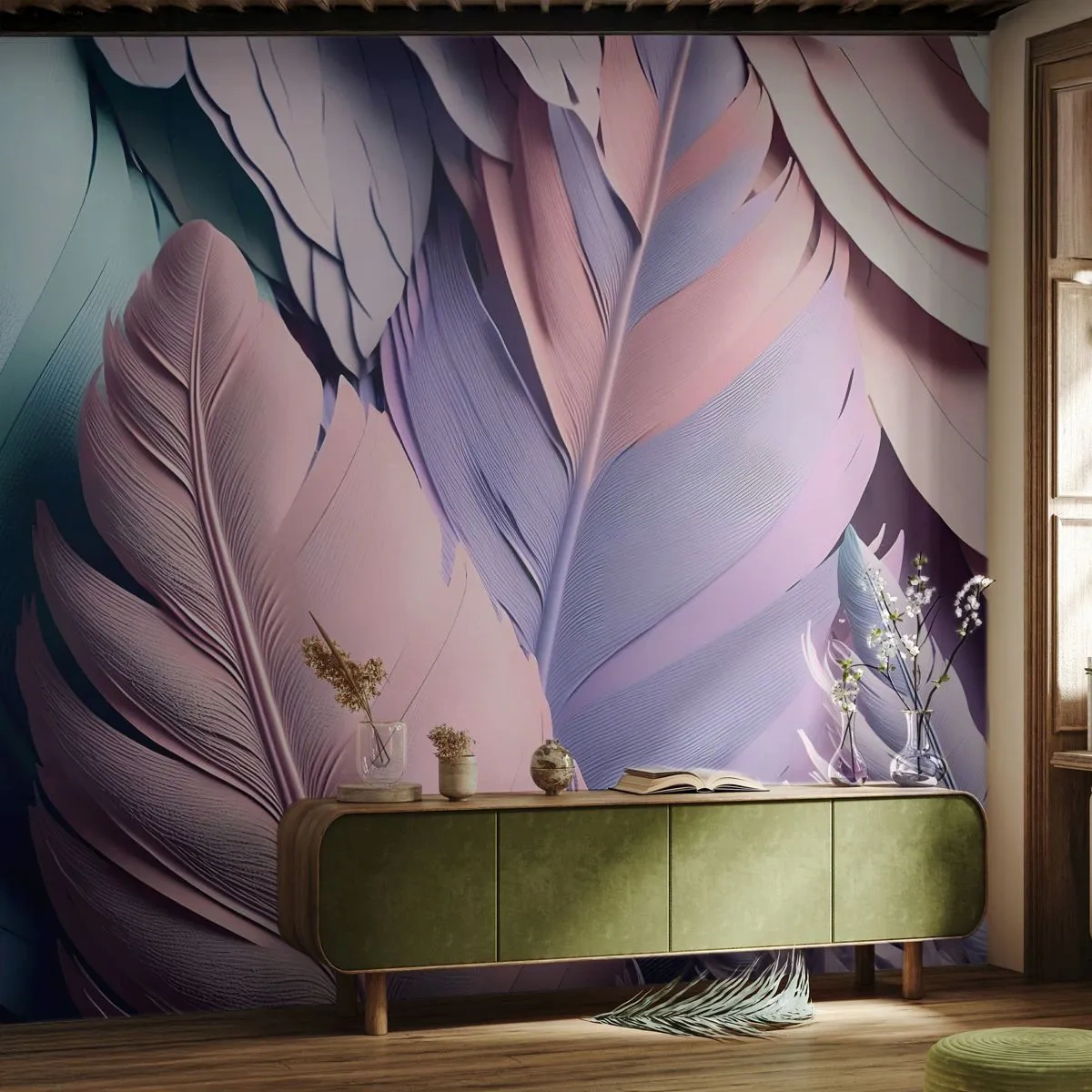 Fotótapéta Standard Eco - Madár sikk - Pasztell, Tollak, Könnyűség - 250x175 cm