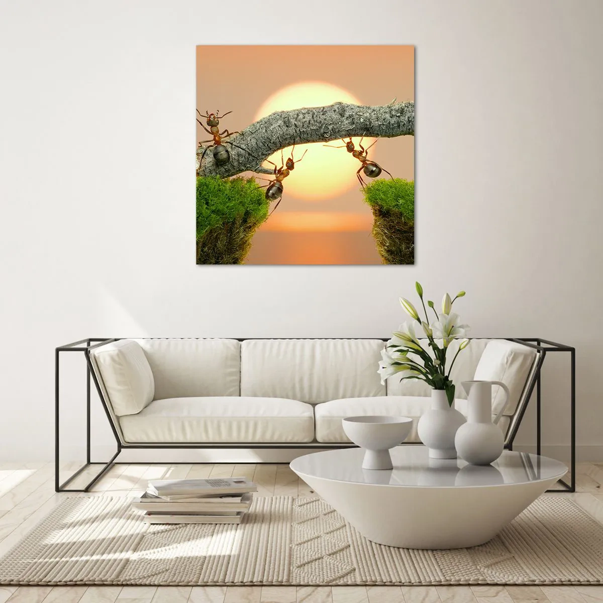 Üveg kép - Boldog, közös munka - 30x30 cm