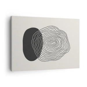 Vászonkép - Absztrakt minta fekete-fehér vonalakkal és formákkal - 70x50cm - Létezés és rángatózás - Modern fali dekoráció nappalihoz és hálószobához ARTTOR