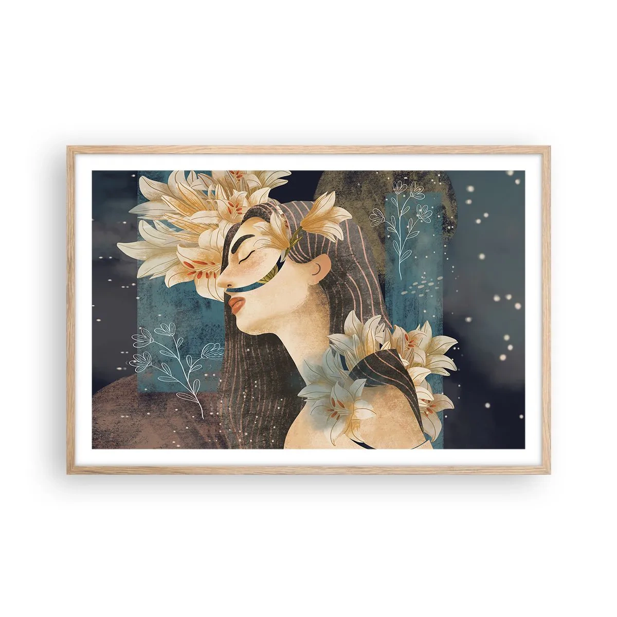 Poszter világos tölgy keretben - Mese egy liliomos hercegnőről - 91x61 cm