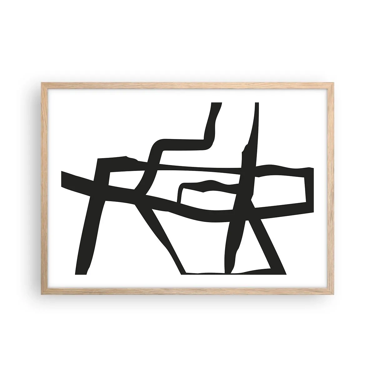 Poszter világos tölgy keretben - Fekete-fehér konstrukció - 70x50 cm