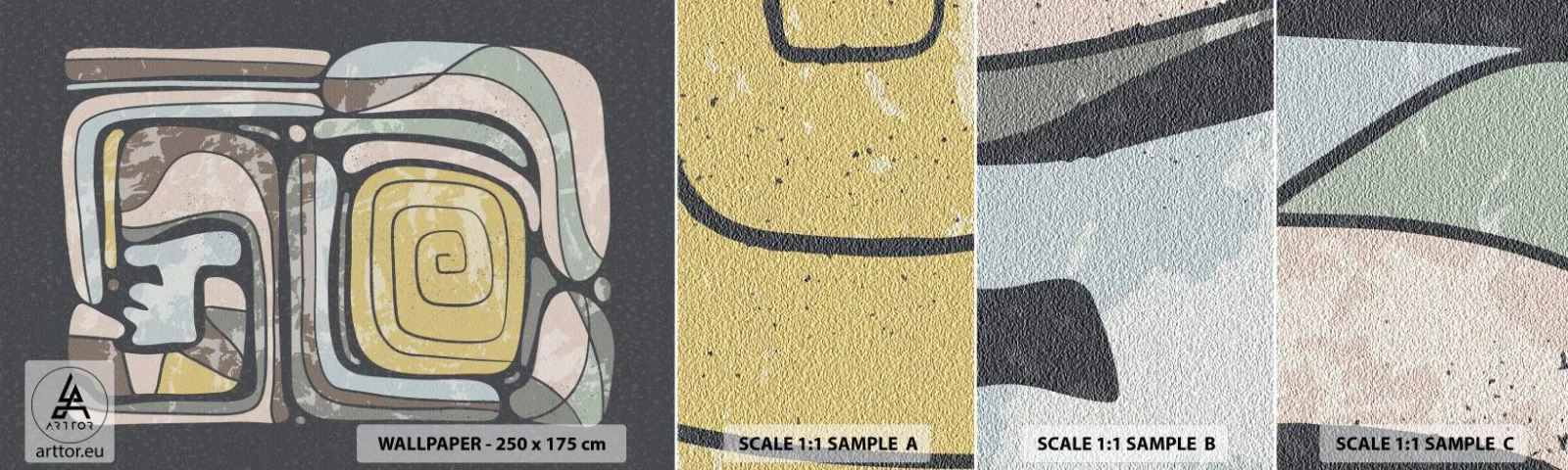 Fotótapéta Minta Standard Eco - Absztrakció pre-kolumbián szellemben - Absztrakció, Boho, Idős - 100x30 cm