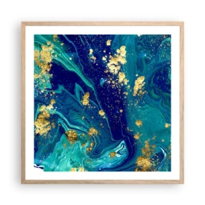 Poszter világos tölgy keretben - Nap pelyhek  - 60x60 cm