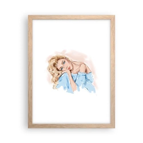 Poszter világos tölgy keretben - Álmodozó a kékben - 30x40 cm