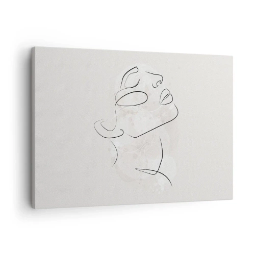 Vászonkép - Egy minimalista vázlat egy arcról világos háttér előtt - 70x50cm - Egy álom körvonala - Modern fali dekoráció nappalihoz és hálószobához ARTTOR