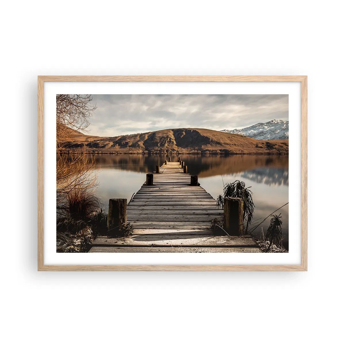 Poszter világos tölgy keretben - Táj a csendben - 70x50 cm