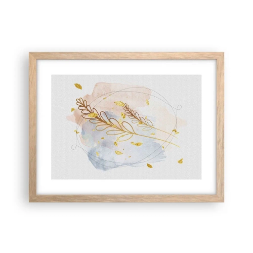 Poszter világos tölgy keretben - Aranyszínű fuvallat - 40x30 cm