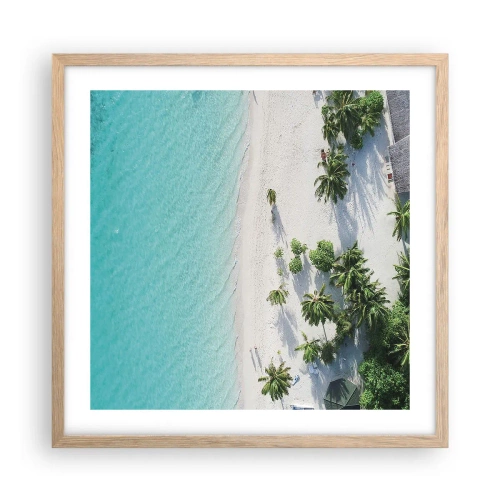 Poszter világos tölgy keretben - Nyaralás a paradicsomban - 50x50 cm