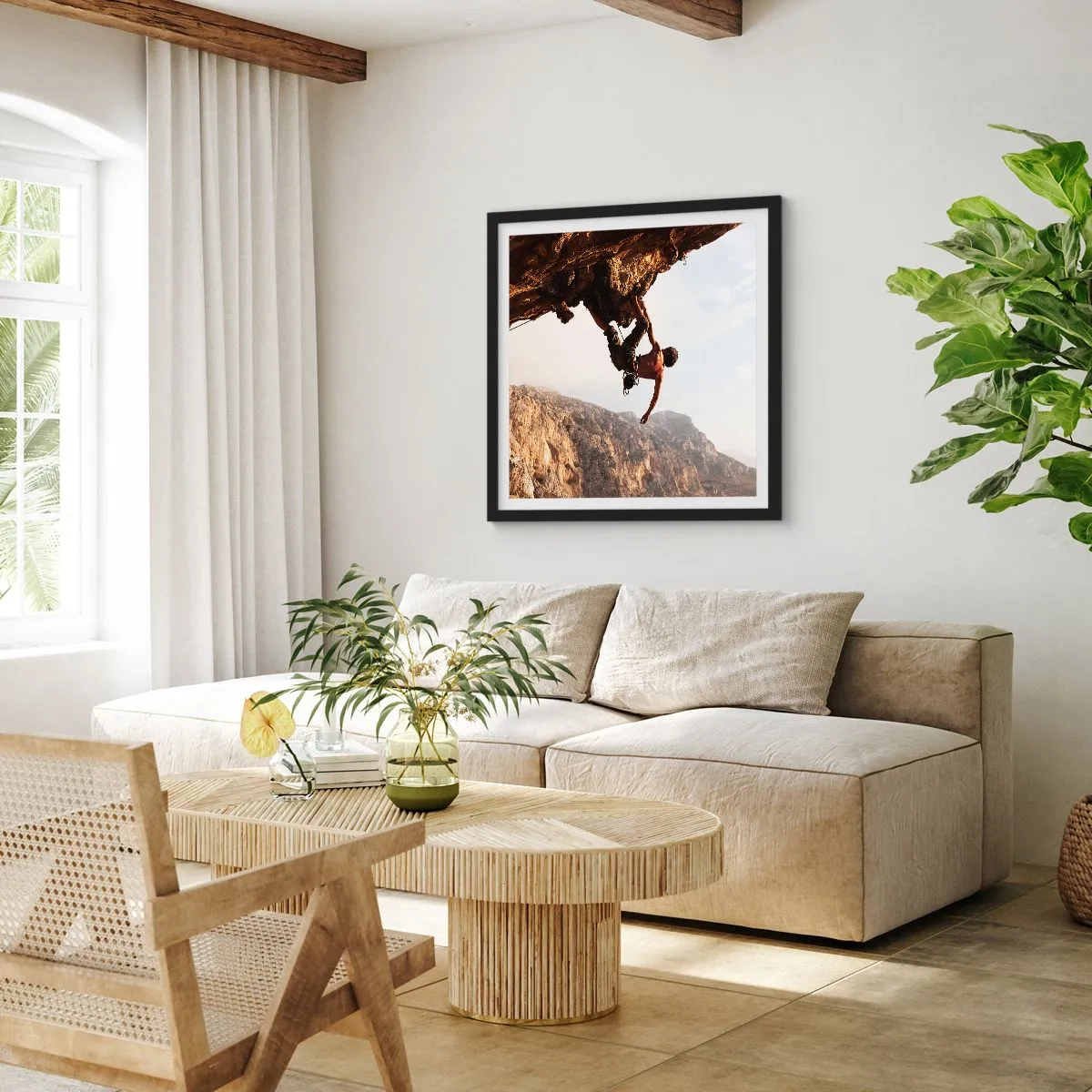 Poszter fehér keretben - A világ egy szikladarabon összezsugorodott egy kézben - 50x50 cm