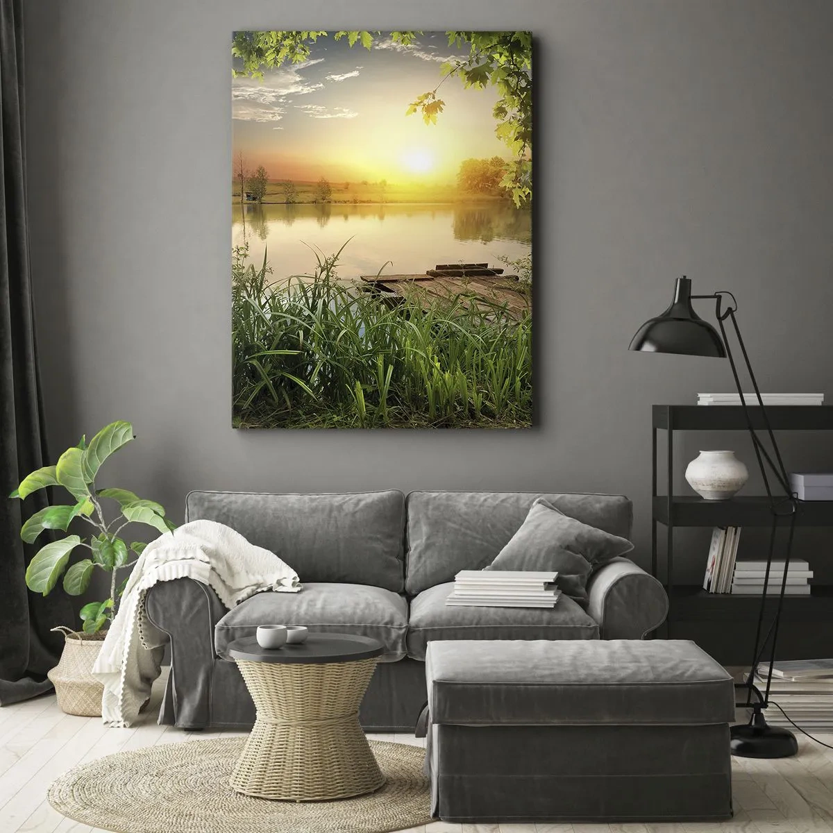 Vászonkép - Táj zöld keretben - 50x70 cm