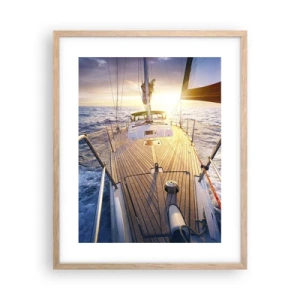 Poszter világos tölgy keretben - Futás a hullámokon - 40x50 cm