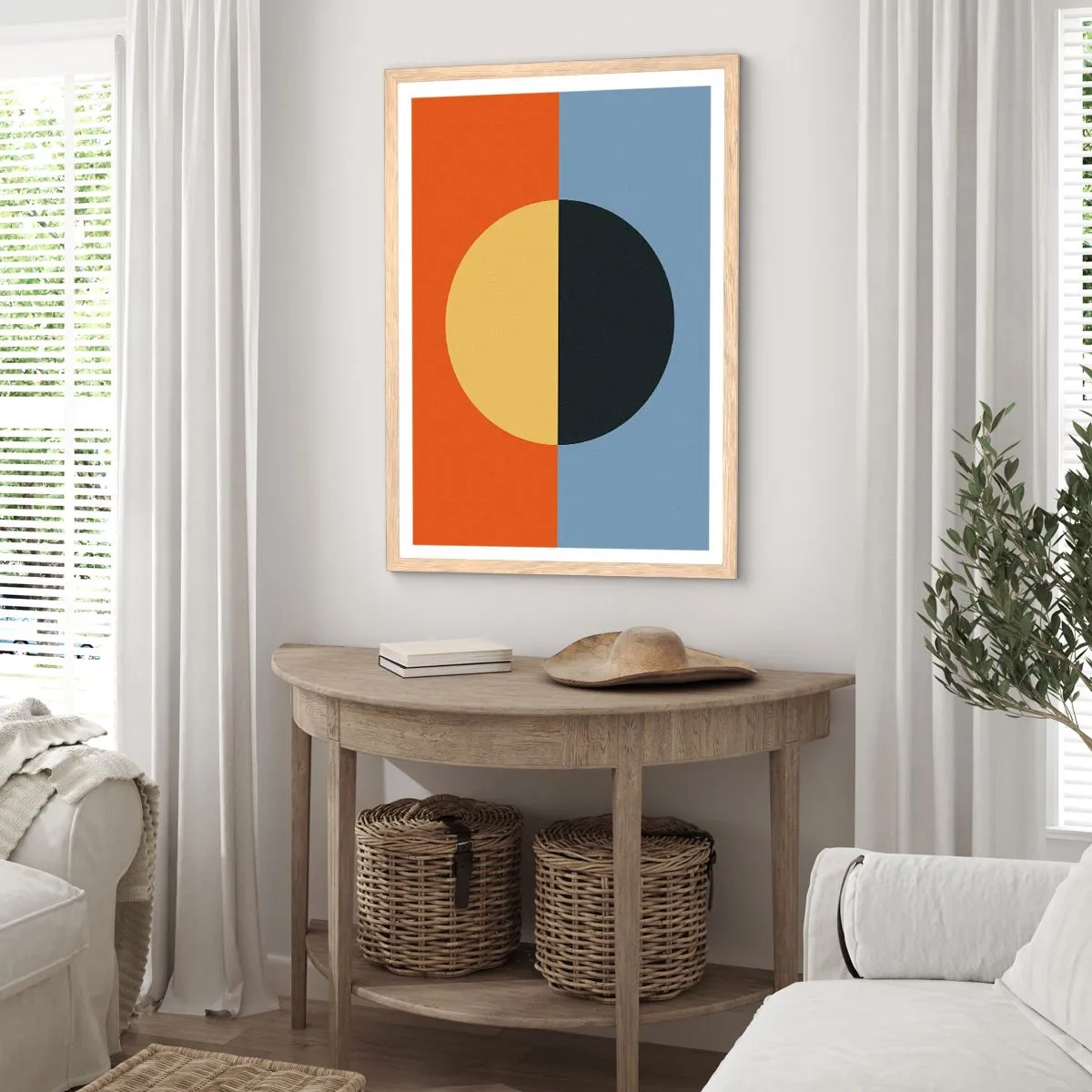 Poszter világos tölgy keretben - A meleg és a hideg kompozíciója - 70x100 cm