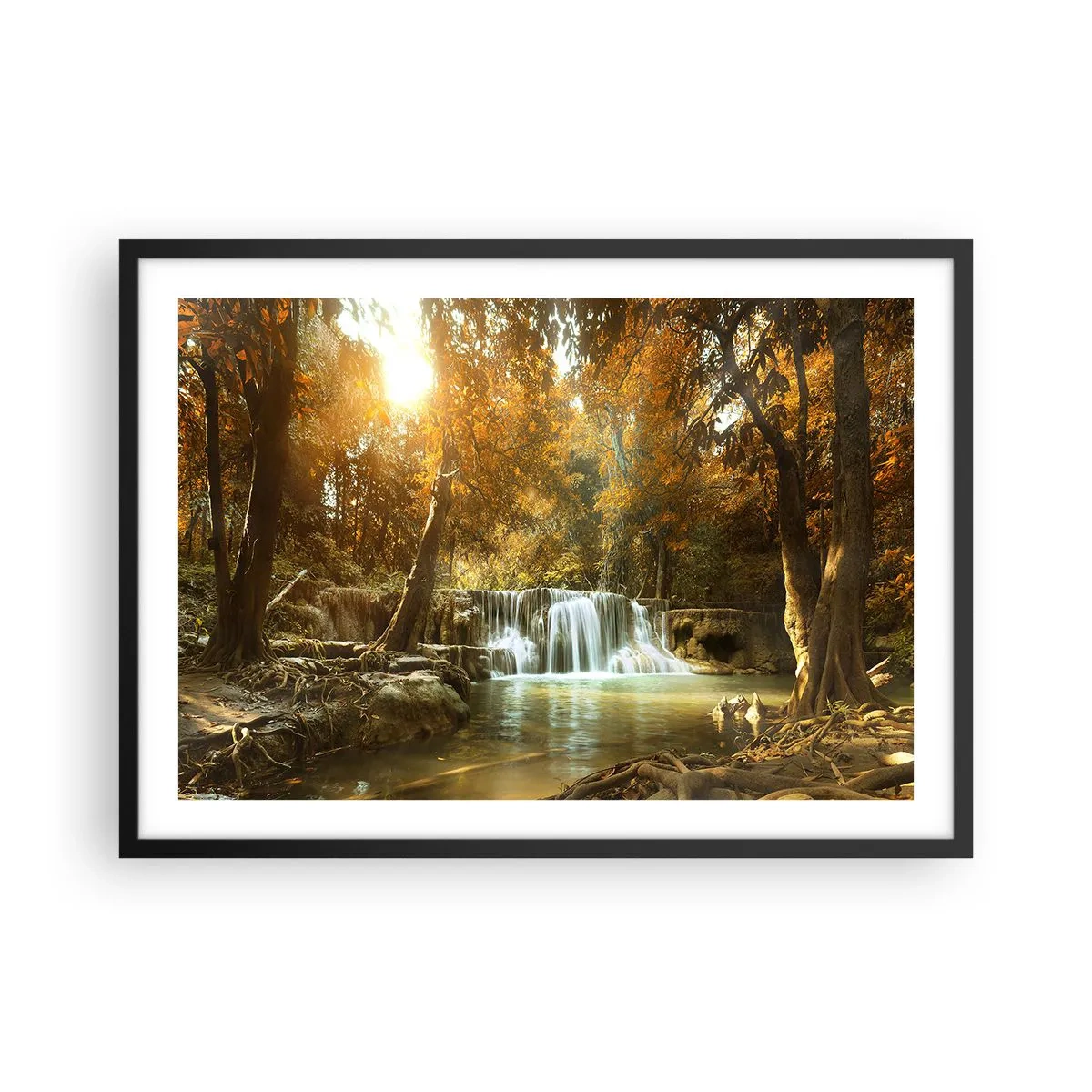 Poszter fehér keretben - Park kaszkád - 70x50 cm