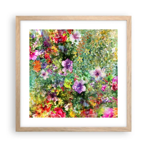 Poszter világos tölgy keretben - Virágokban a vesztünk - 40x40 cm