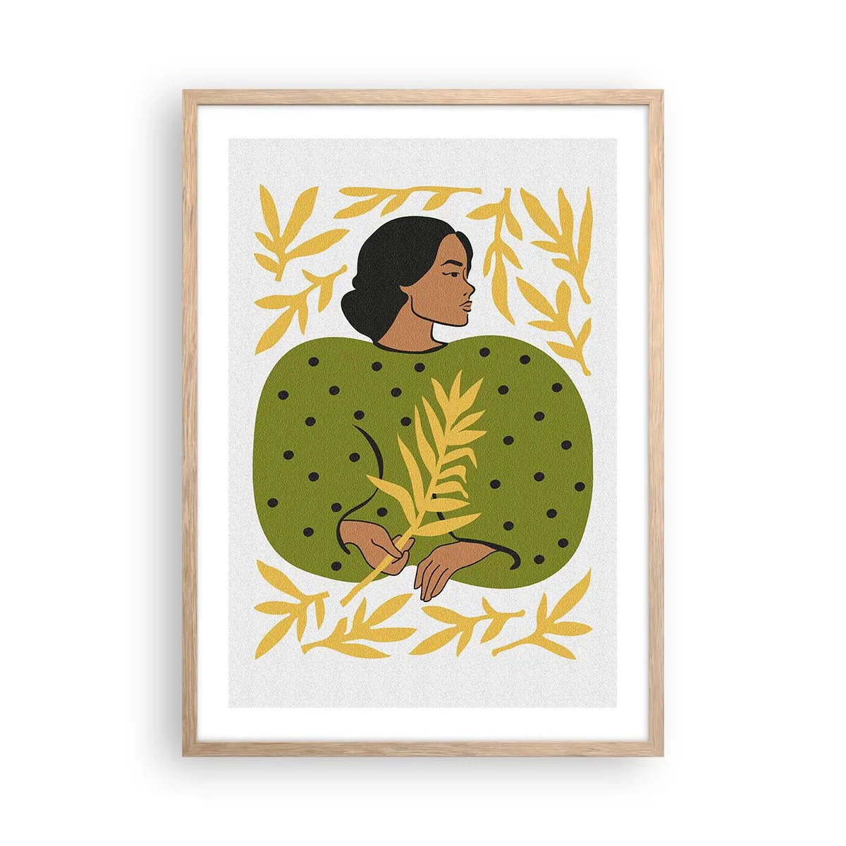 Poszter világos tölgy keretben - Hawaii lány - 50x70 cm