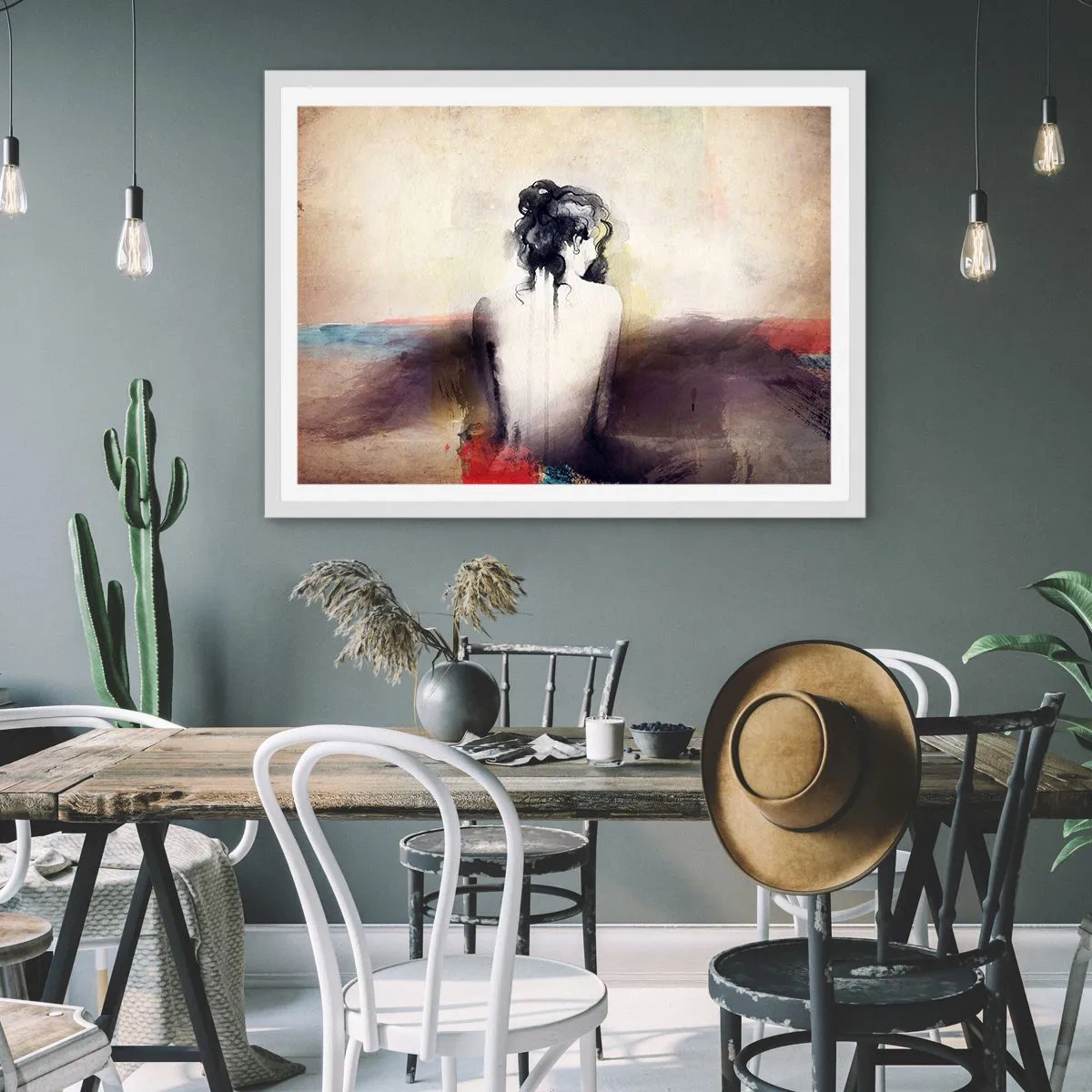 Poszter fekete keretben - Sima vonalak, ovális formák - 91x61 cm