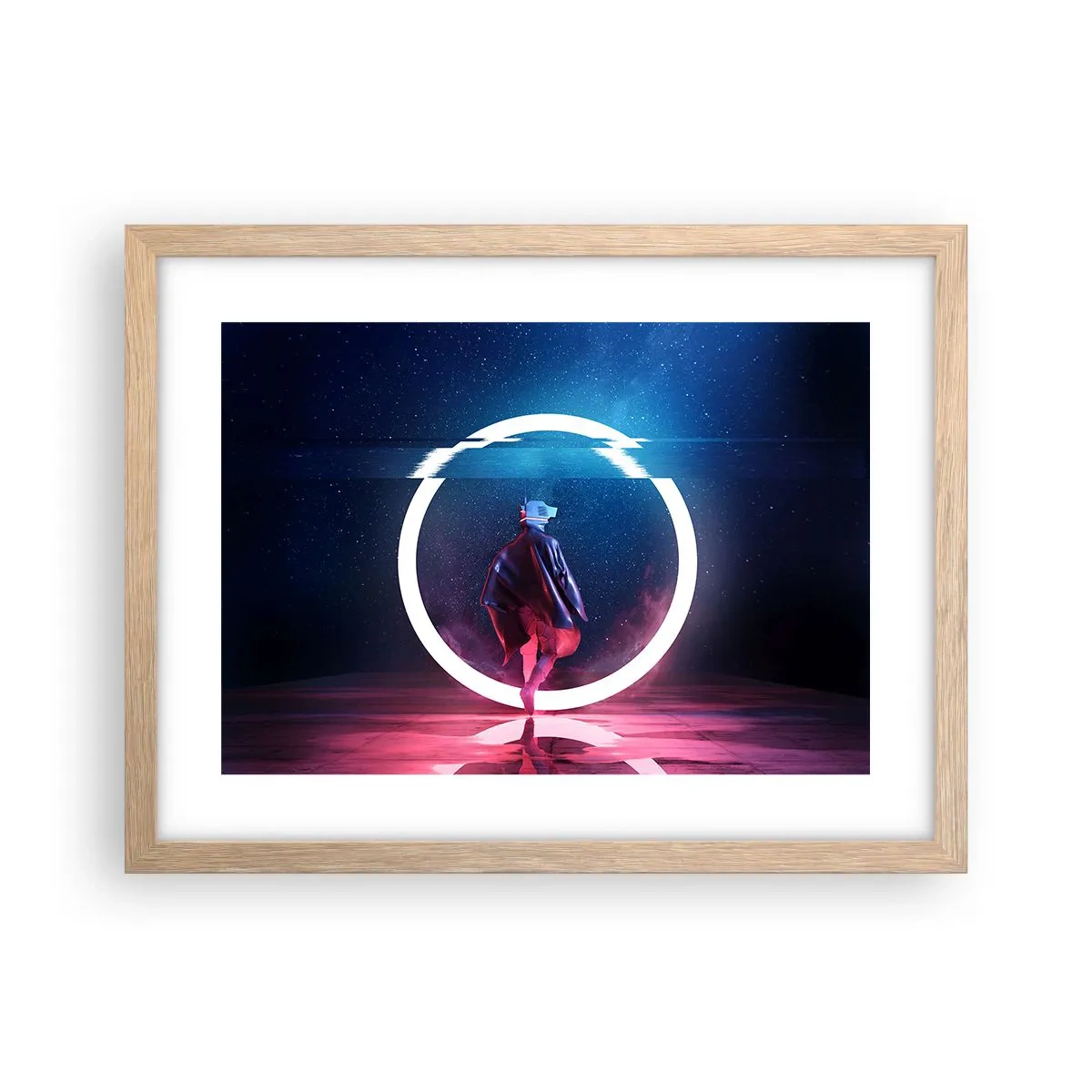 Poszter világos tölgy keretben - Világok között - 40x30 cm