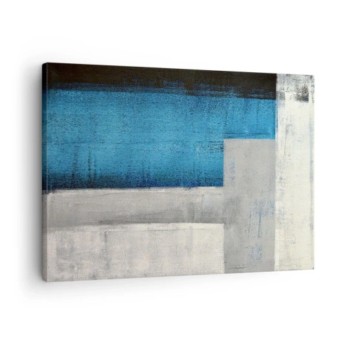 Vászonkép - Egy absztrakt kompozíció kék, szürke és fehér árnyalatokkal. - 70x50cm - Szürke és kék költői kompozíció - Modern fali dekoráció nappalihoz és hálószobához ARTTOR