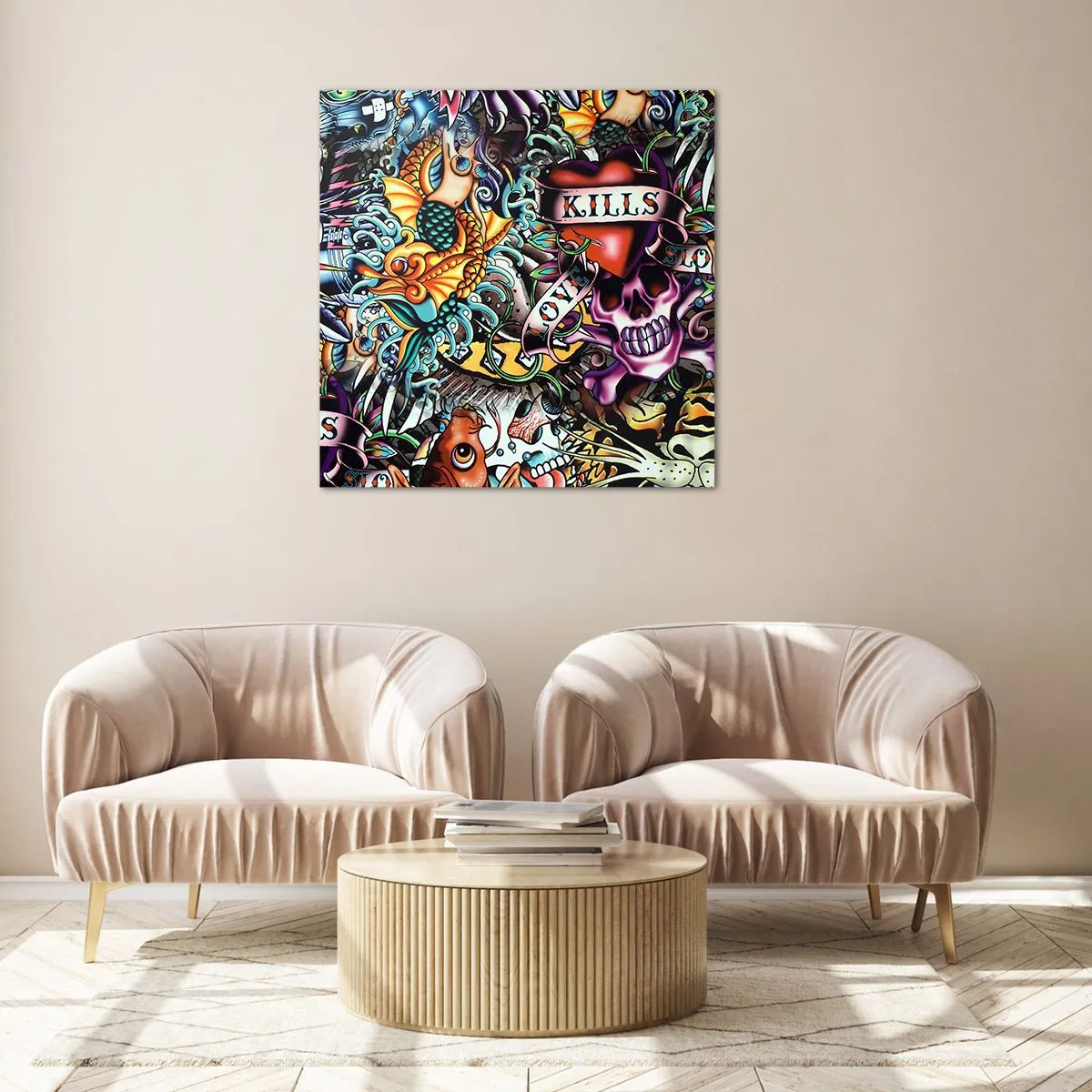 Üveg kép - A tetováló művész álma - 70x70 cm