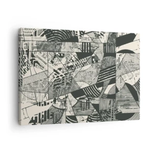 Vászonkép - Geometrikus absztrakt minták zöld árnyalatokban világos háttéren - 70x50cm - A jelenkor dinamikája - Modern fali dekoráció nappalihoz és hálószobához ARTTOR