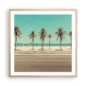 Poszter világos tölgy keretben - A tengerparton - 60x60 cm