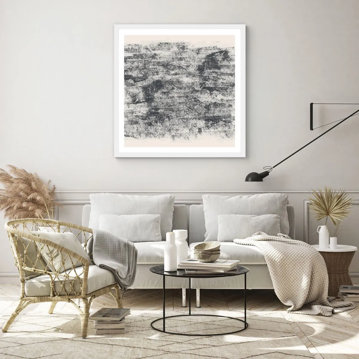 Poszter fekete keretben - Ködös kompozíció - 40x40 cm