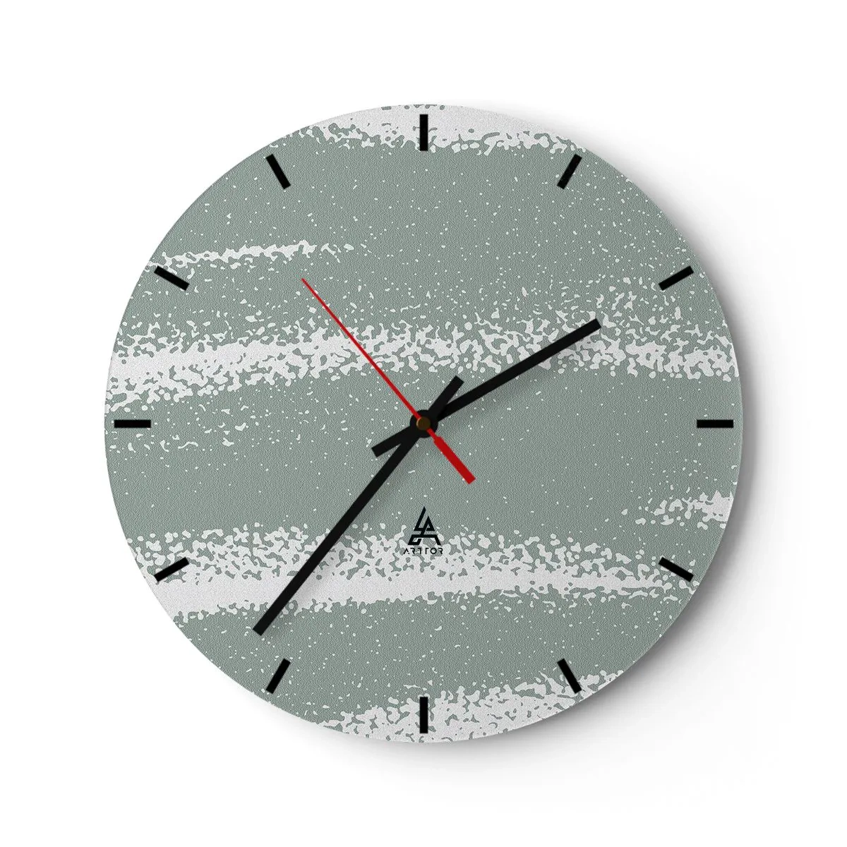Falióra, Óra - Zöldes árnyalatú kopásokkal borított téli szerkezet - 30x30cm - Absztrakció téli hangulatban - Modern fali dekoráció nappalihoz, konyhához és hálószobához ARTTOR