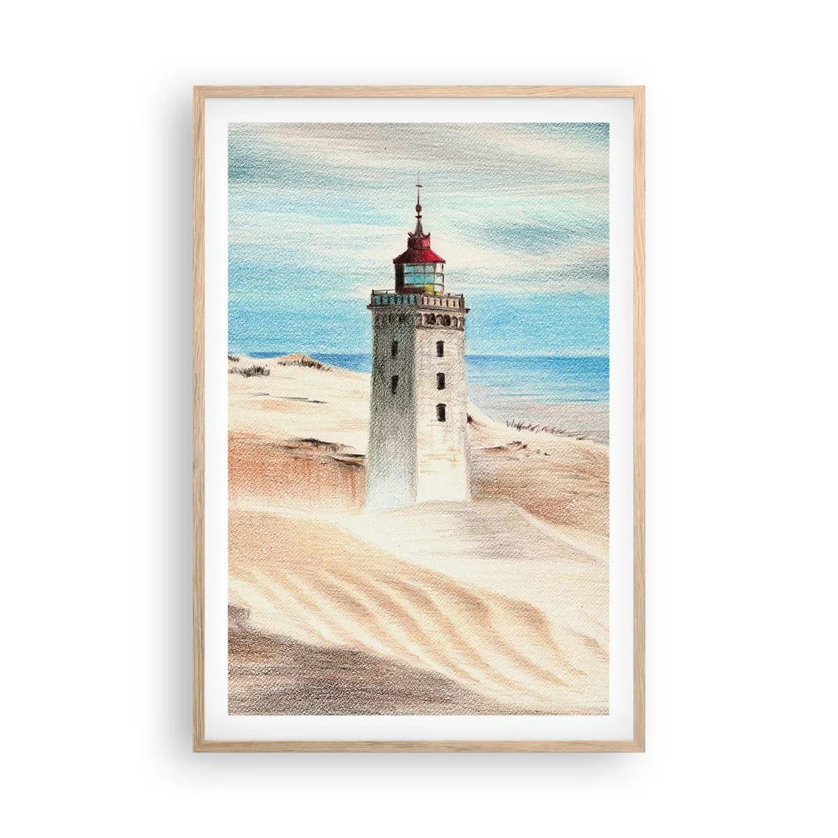 Poszter világos tölgy keretben - Mindig a tengert bámulva - 61x91 cm