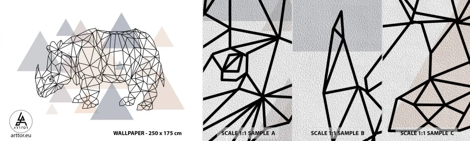 Fotótapéta Minta Premium Sand - Az erő szerkezete - Absztrakció, Grafika, Orrszarvú - 100x30 cm