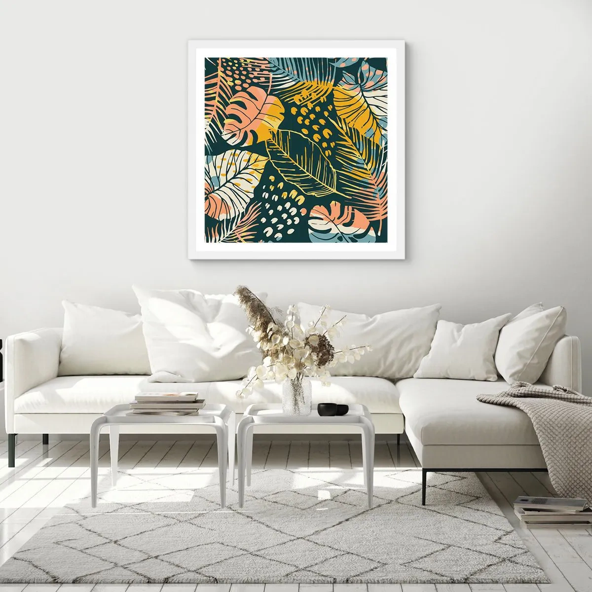 Poszter fekete keretben - Leveles fantázia - 50x50 cm