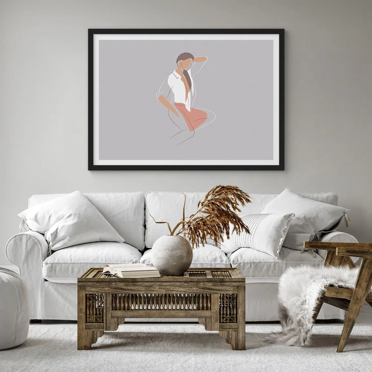Poszter fehér keretben - Kecsesség kontúrja - 91x61 cm